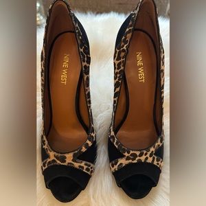 SOLD!!!! Nine West Black & Leopard High Heels in box